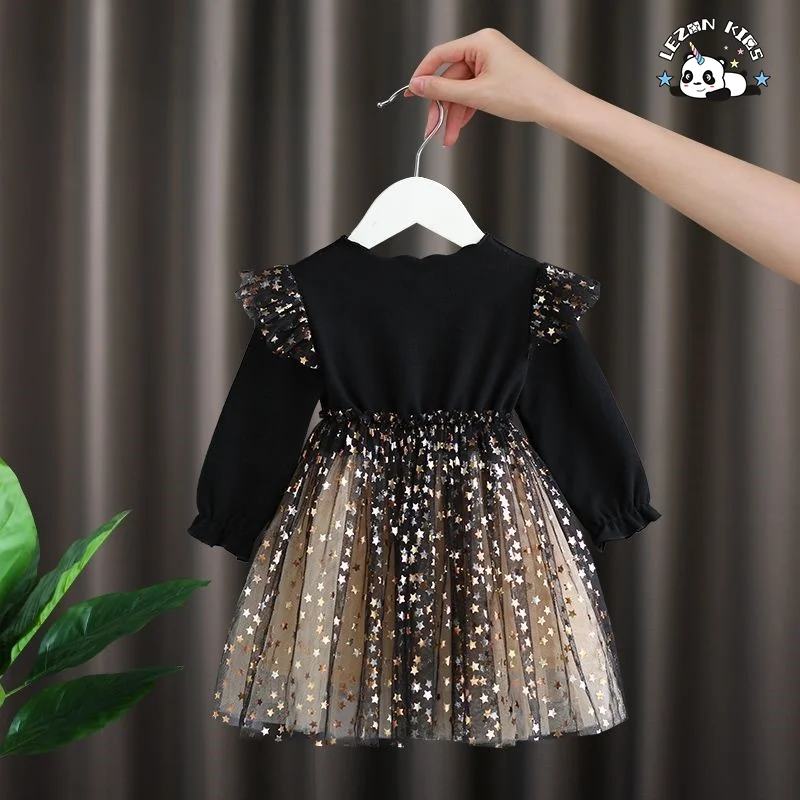 LEZONKIDS - New Fashion Long Sleeve Children Girldress Latest Style Fashion Thick Frock Design Children Girl Dress